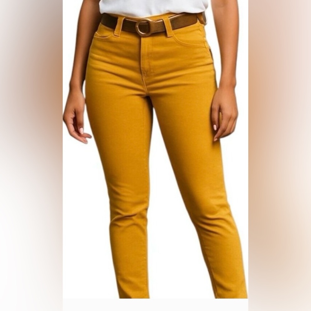 Kut from the Kloth Women Mia Tootpick Skinny Stretch Cord Mustard Yellow Size 12